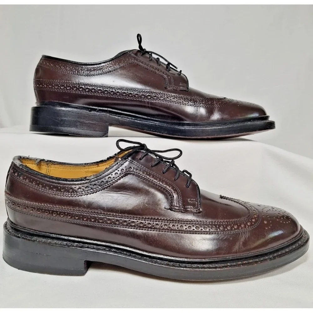 Florsheim Imperial Mens Oxford Wingtip Oxblood Leather Shoes Size 8 E